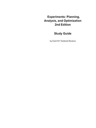 Read online Experiments, Planning, Analysis, and Optimization: Statistics, Statistics - Cram101 Textbook Reviews | ePub