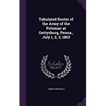 Read Tabulated Roster of the Army of the Potomac at Gettysburg, Penna., July 1, 2, 3, 1863 - James Beale file in ePub